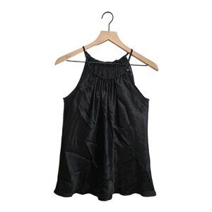 Nik and Nash Black Satin Halter Neck Blouse Sz XS